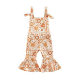 Flower Power - Baby Girl Jumpsuits Flare Bell Bottoms , Nude Multi.